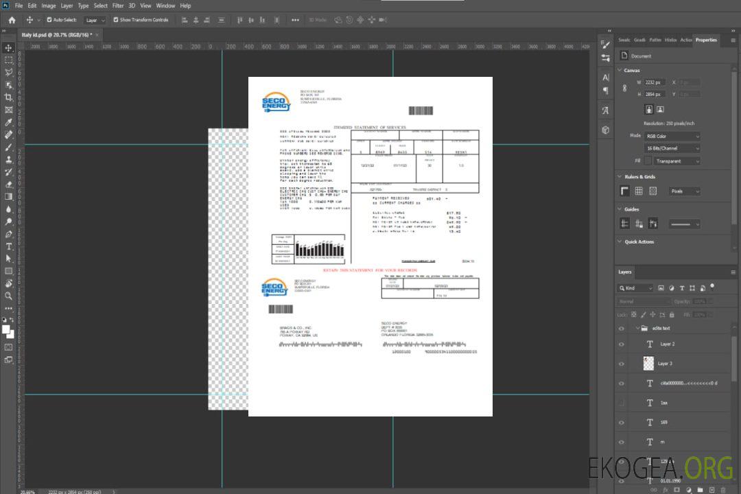 Facture commerciale du service public de Seco Energy, SCR template Facture commerciale du service public de Seco Energy, SCR template